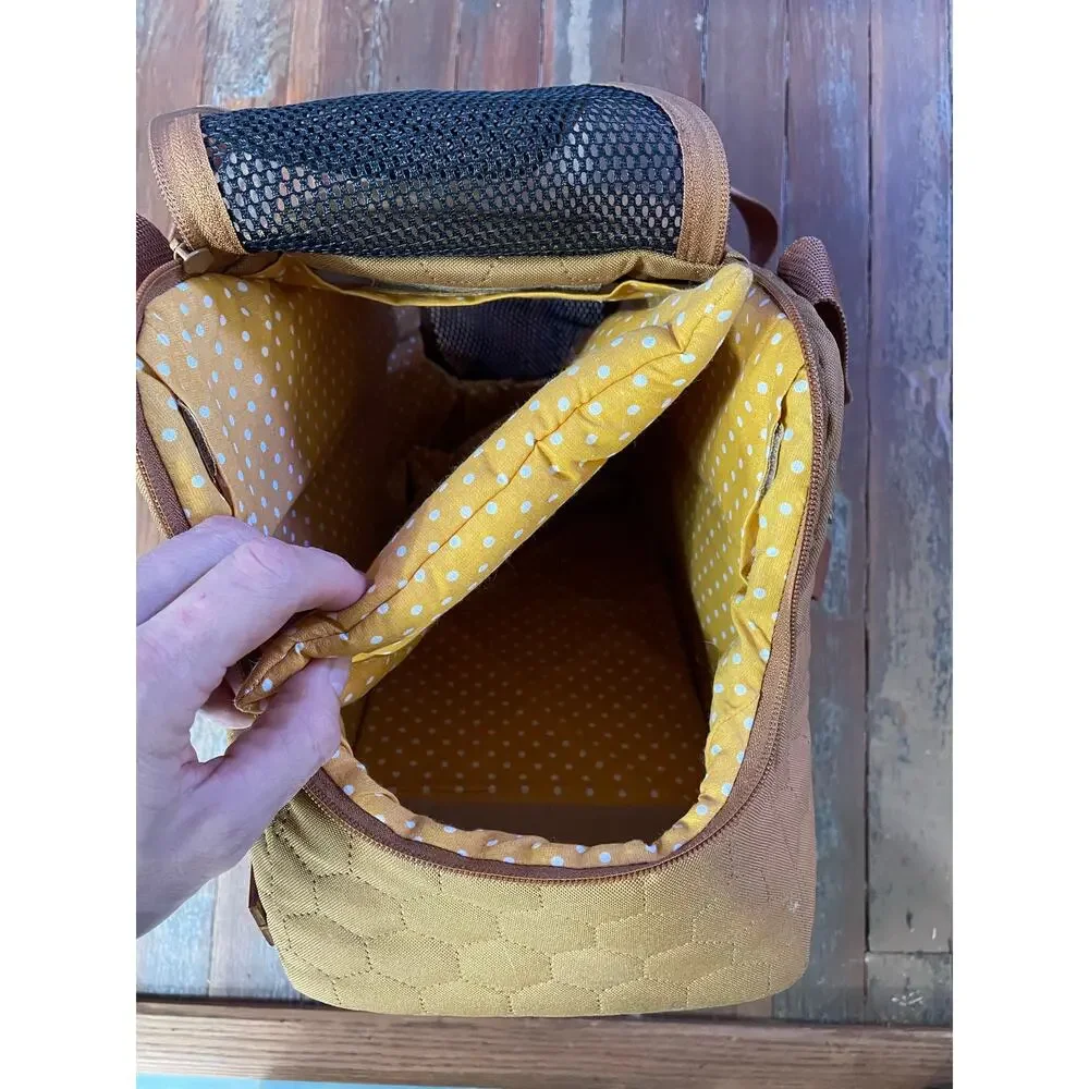 Muffin & Berry Quilted Pet Carrier Bag Tan Canvas Small Dog Cat Travel Tote